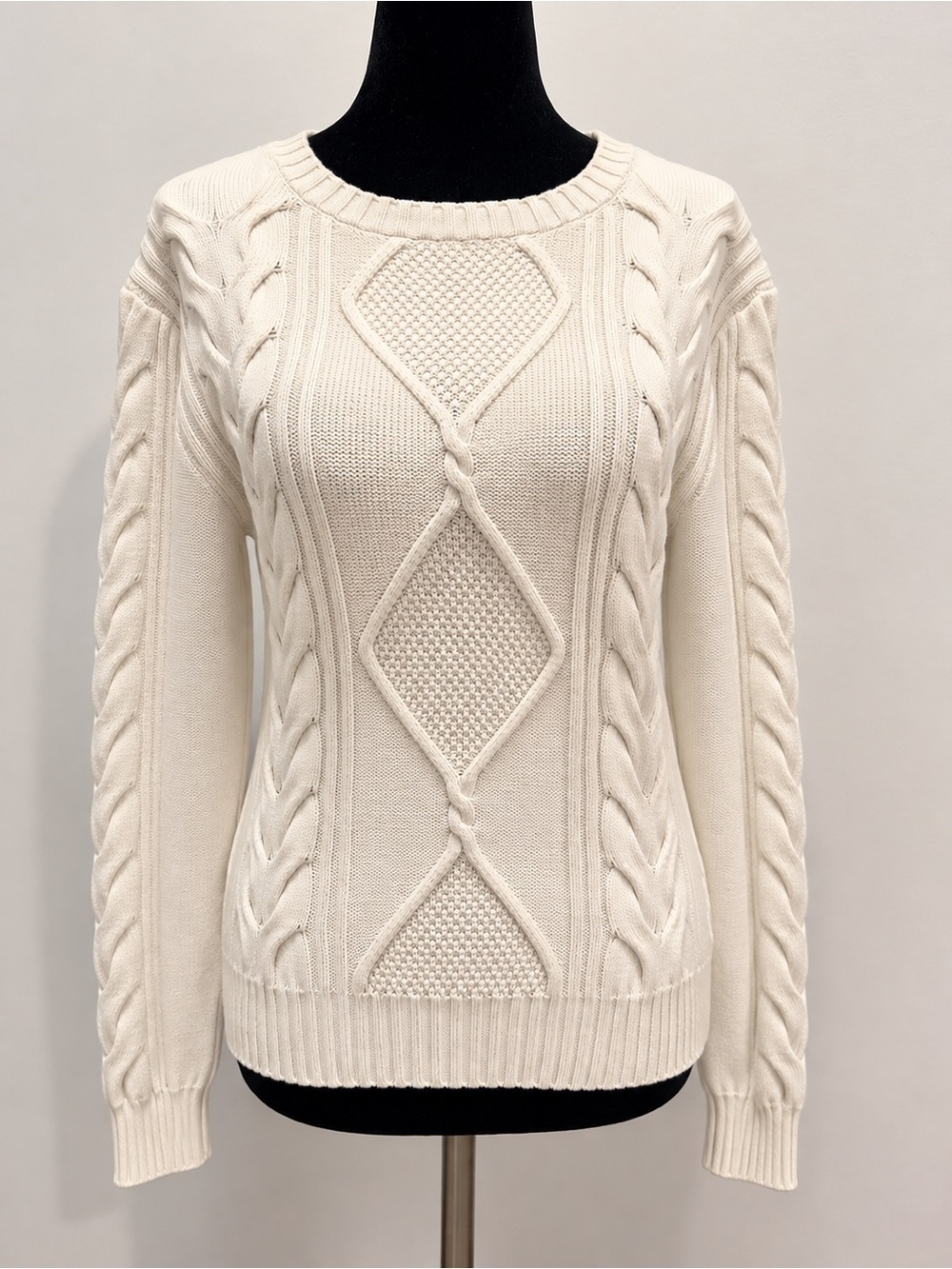 Max Mara Ivory Cable Knit Sweater Size S